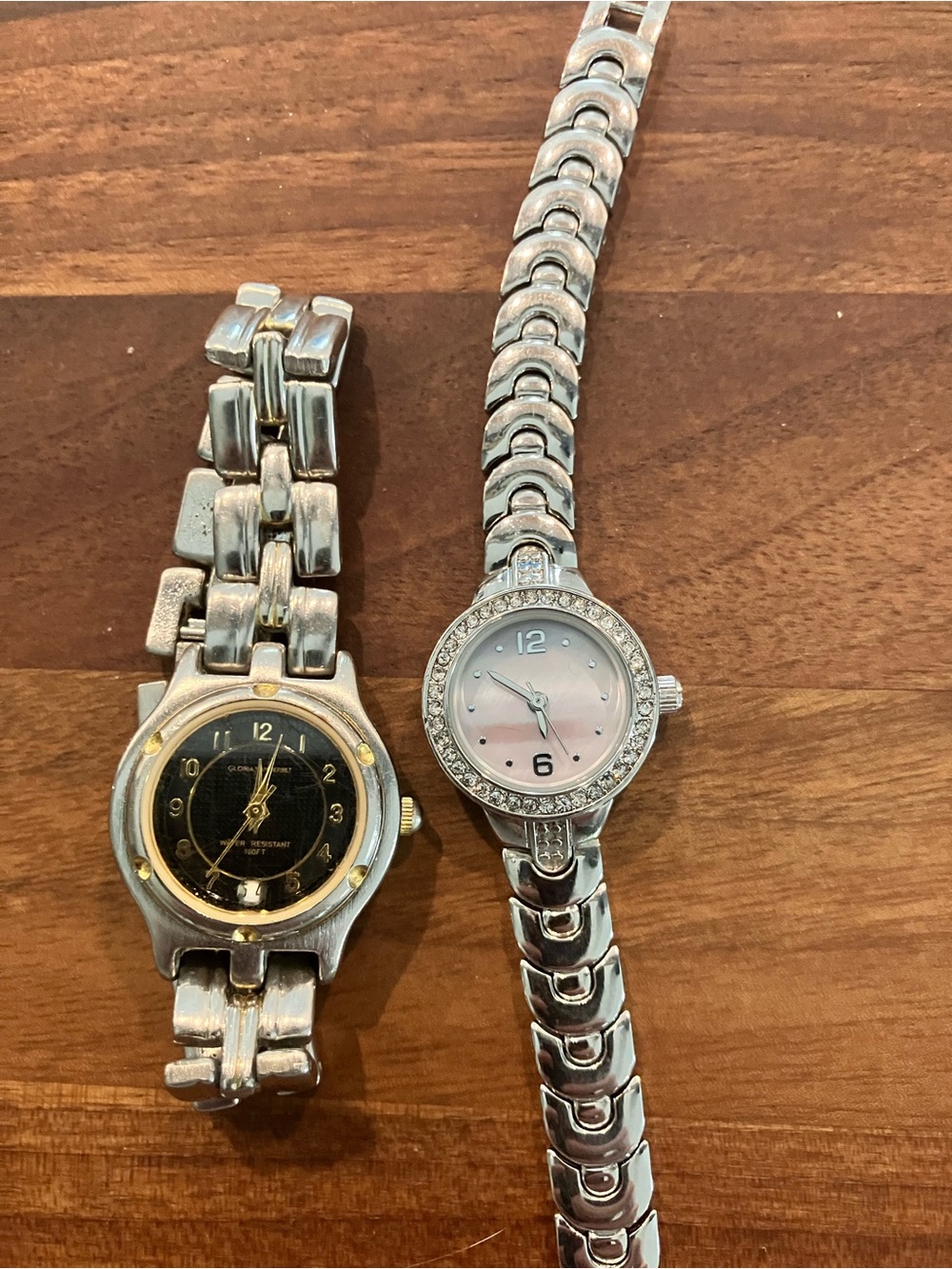 Silver Tone Women's watch with Pink Dial & two toned black faced watch